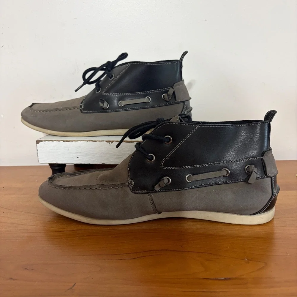 Madden Men M-Grotto Grey Black Chukka Boat Shoes Size 9 Leather Lining Boots